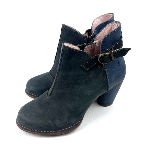 El Naturalista Colibri Ankle Boot 36 Blue Tone Leather Heeled Bootie Womens - Picture 2 of 9